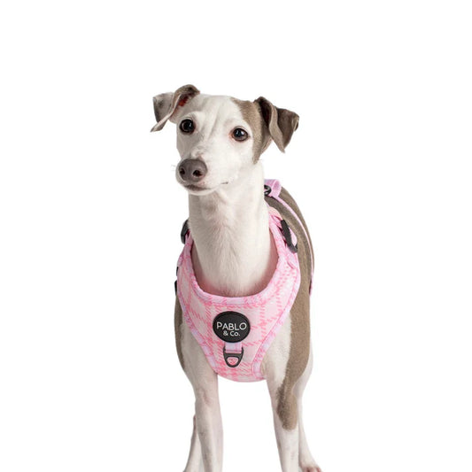 Pink Houndstooth Adjustable Harness