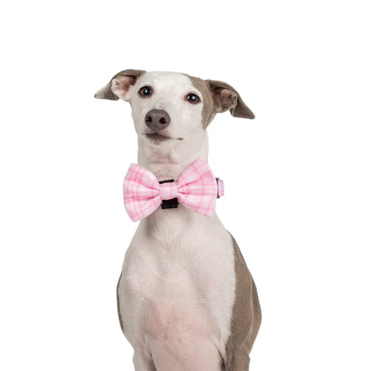 Pink Houndstooth Bow Tie