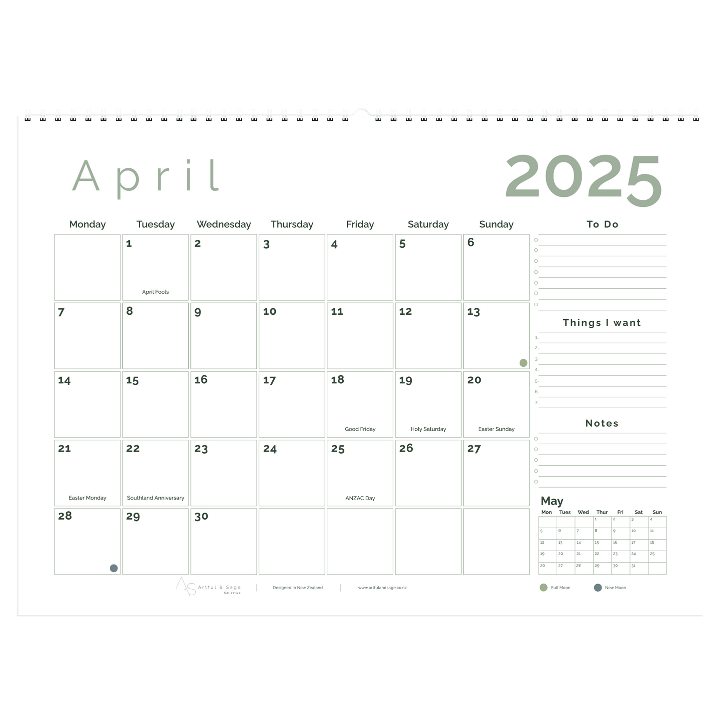 A2 Wall Planner (2025) - Artful & Sage Collective