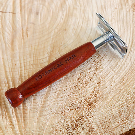 Botanical Safety Razor with Rosewood Handle